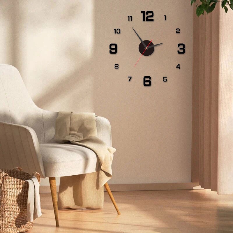 Creative Frameless DIY Wall Clock Wall Sticker Home Silent Clock Living Room Office Wall Decor