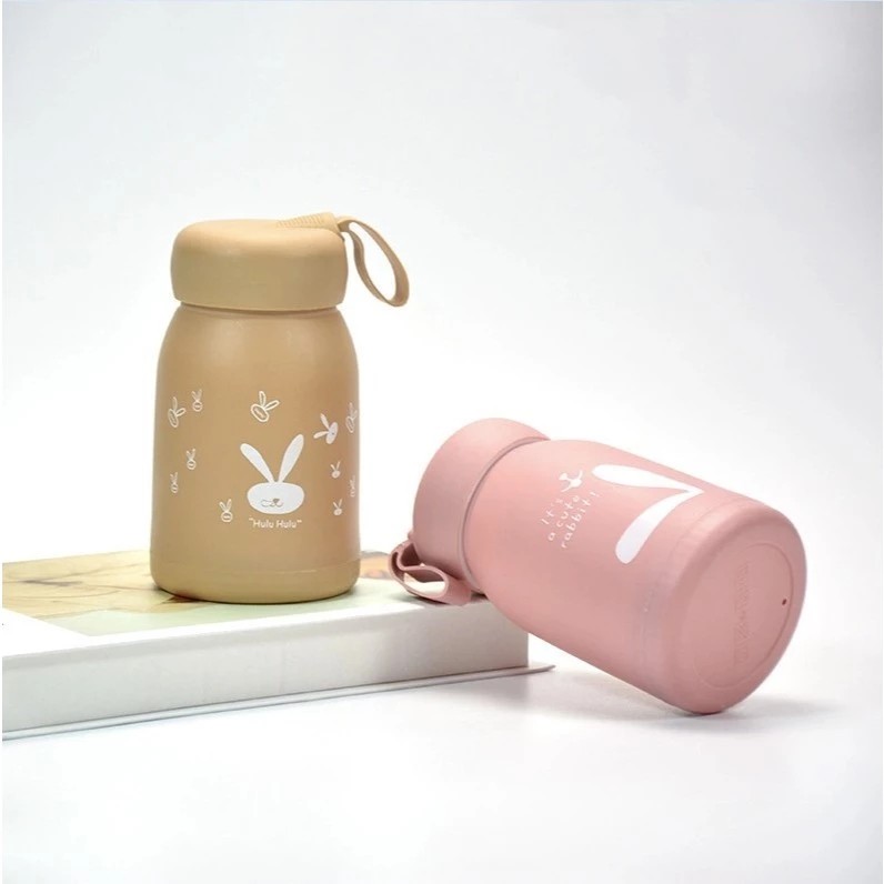 Rabbit shaped plastic coated glass bottle 300ml
