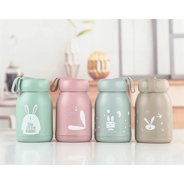 Rabbit shaped plastic coated glass bottle 300ml