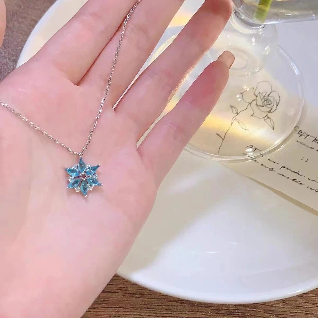 Fashion Jewelry Alloy Kim Rhinestone Snowflock Pendant Necklace Women