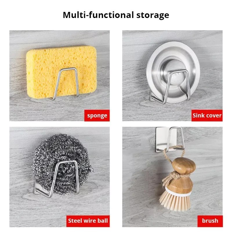 Stainless Steel Sink Sponge Rack For Sponge Steel Wire Ball Drain Wall Mounted Inside Of Sink Kitchen Utensils