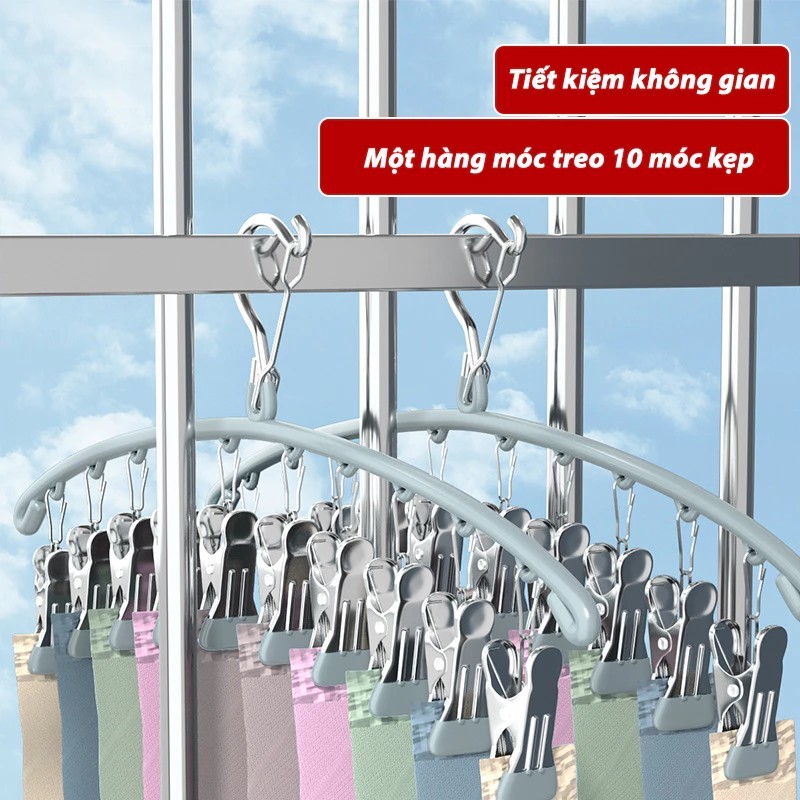 Clothes Hanger with 10 Clips MQ-02 Clothes Hanger with Clips for Drying Clothes, Socks, Underwear, and Baby Clothes Covered with PVC M