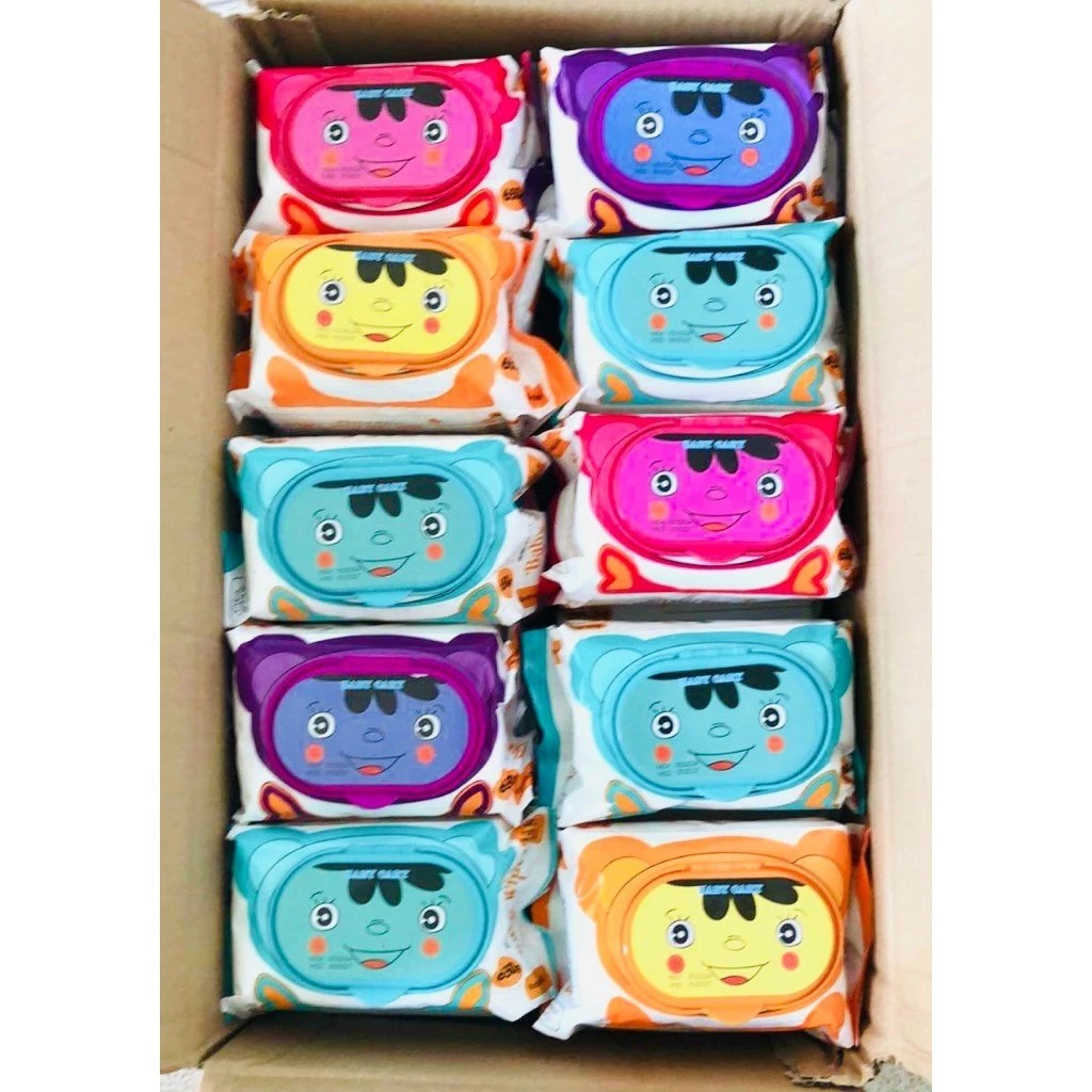 1 box of 30 packs of Baby Wipes 650 unscented wet wipes, size 18x24cm, safe for skin, large size, bi-fabric