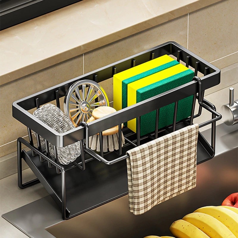 Dishwashing rack, dishcloth rack on the sink with tilting water tray Convenient