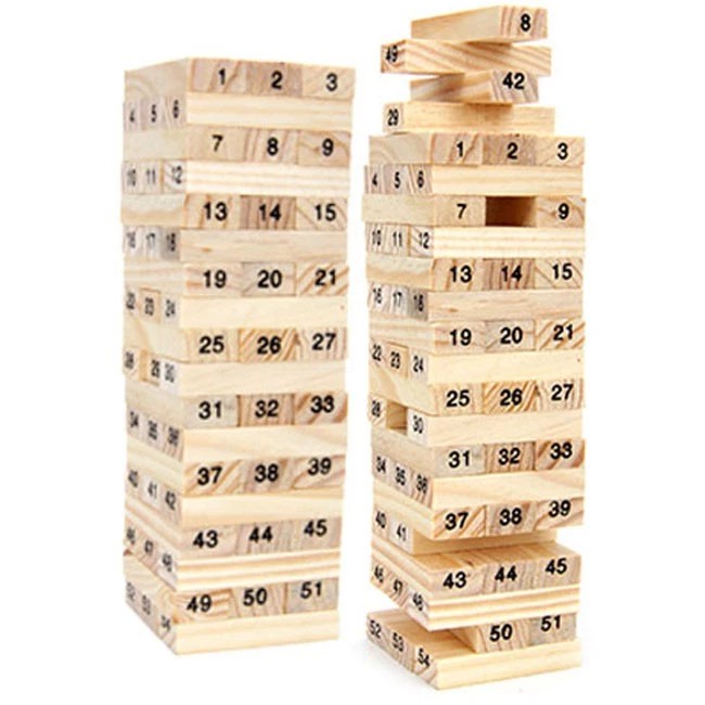 54-piece wooden block game, Wooden block toy set increases creativity and thinking ability for new babies 0079843
