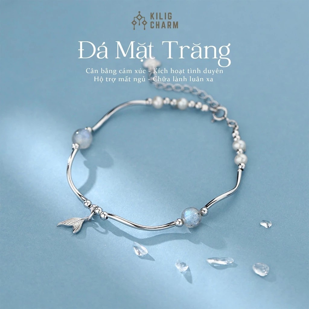 S925 silver bracelet for women moonstone moonstone fishtail charm KILIG CHARM - KC23