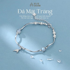 S925 silver bracelet for women moonstone moonstone fishtail charm KILIG CHARM - KC23