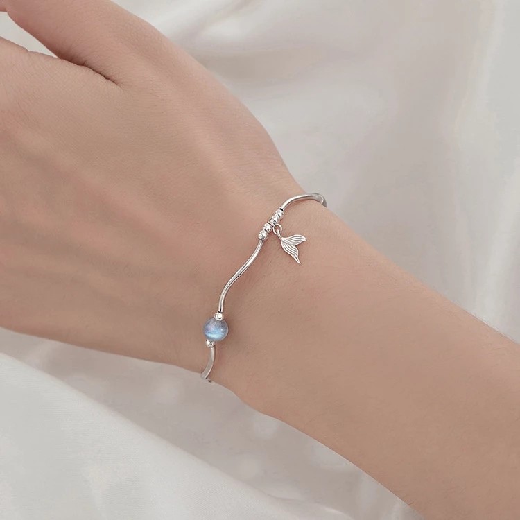 S925 silver bracelet for women moonstone moonstone fishtail charm KILIG CHARM - KC23