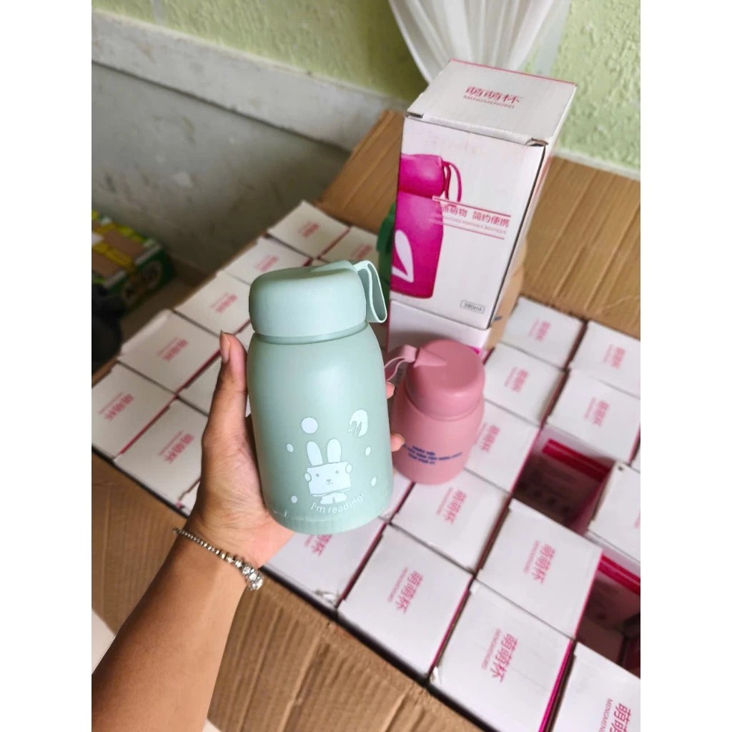 Rabbit shaped plastic coated glass bottle 300ml