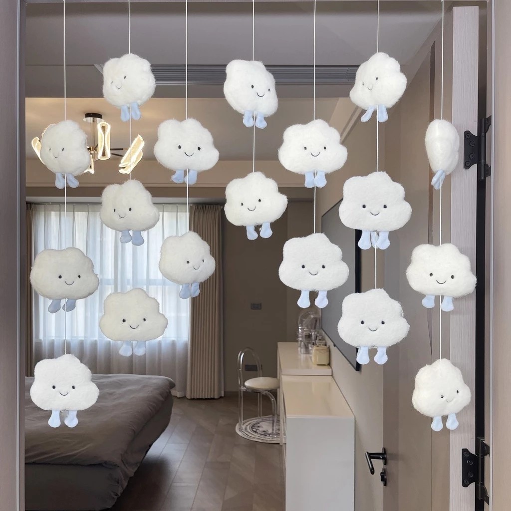 Cloud decoration creative home decoration cute ice cream style japanese style ins style hanging curtain bedroom door decoration face