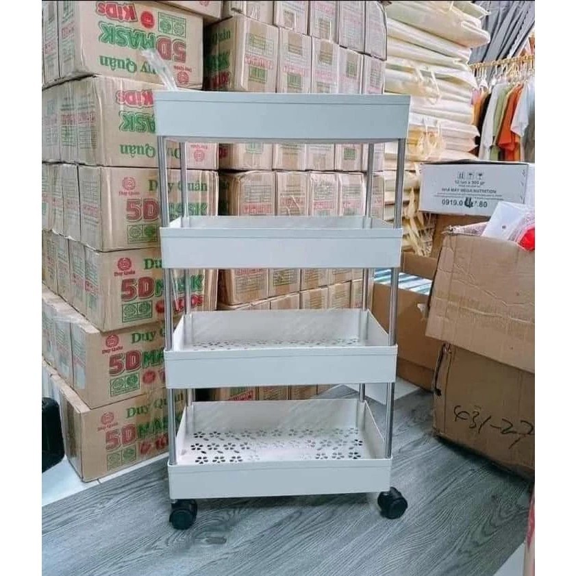 Choice TR1-20456-548 4-Tier Shelf has 4 360-degree rotating wheels for easy movement