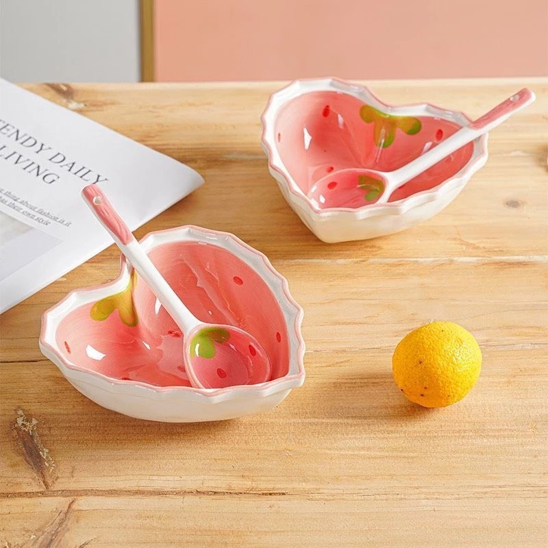 Heart Shaped Porcelain Bowl, High Quality Porcelain Bowl with Spoon, decoration, decor