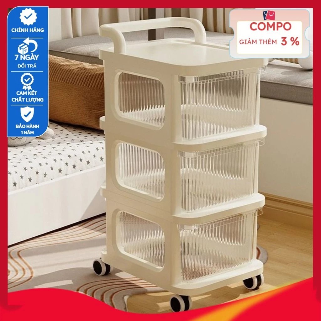 [BIG SALE] 3-Tier Multi-Function Storage Rack With Wheels - Dustproof Storage Rack, Spa, Office, Diaper and Milk Storage Rack