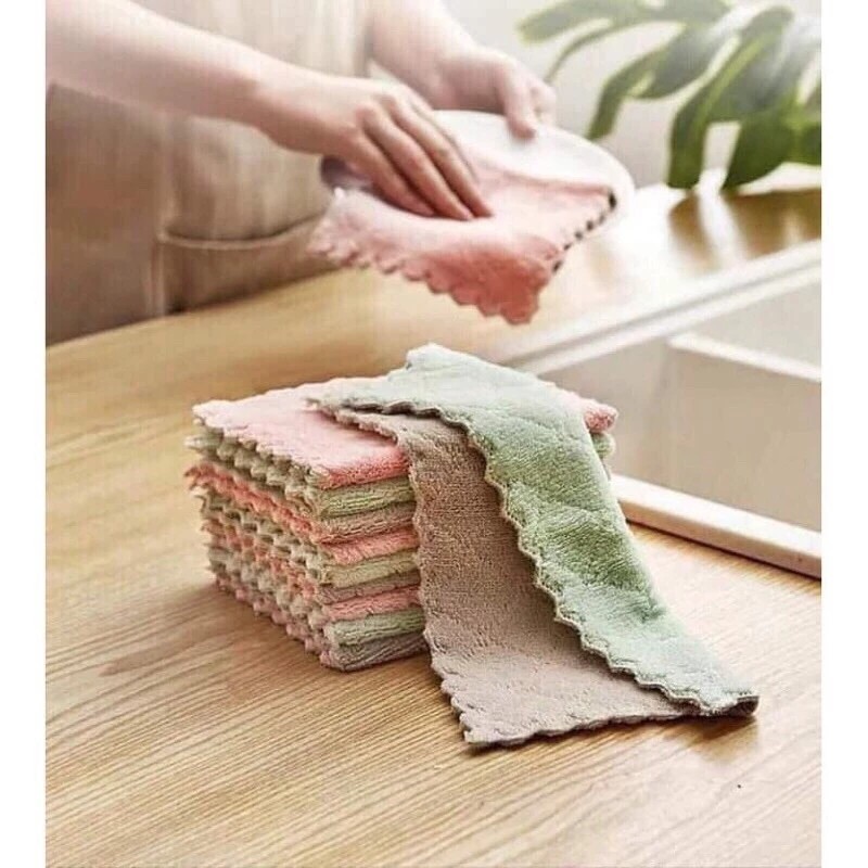 Multi-purpose kitchen, dish, cup, and bowl towel, absorbent, double-sided, grease-proof