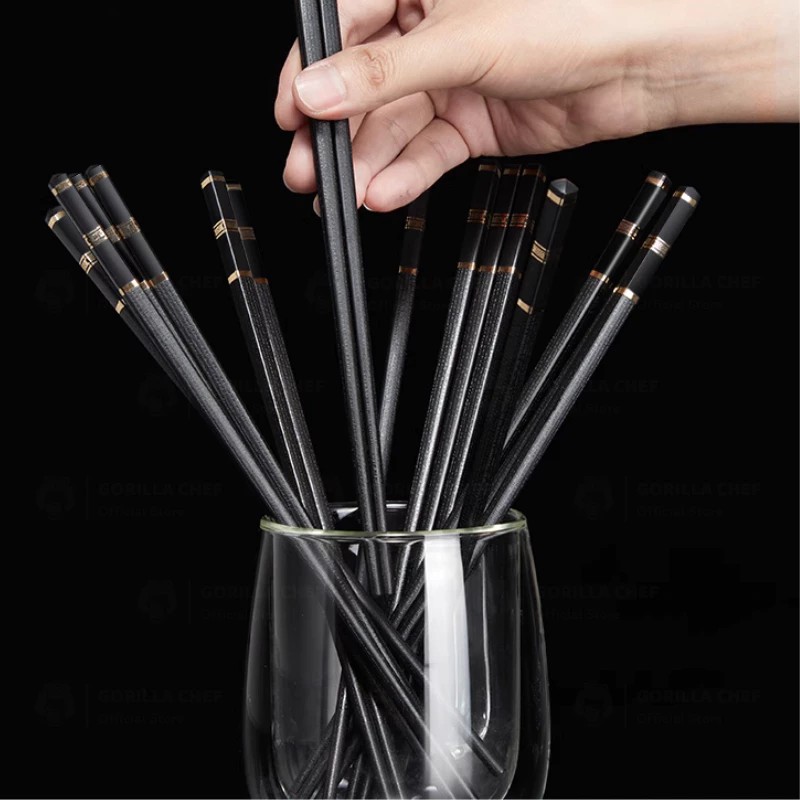 Gorilla Chef fiberglass chopsticks set of 10 pairs, antibacterial, mold-free, safe for health 23cm