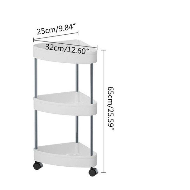 3-4 tier triangle corner shelf with wheels