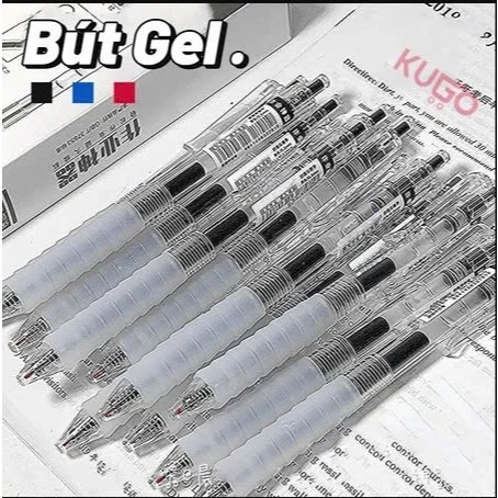 Retractable Gel Pen ST Transparent Notebook Ballpoint Pen Black Tip 0.5 mm Nib Replaceable Nib School Supplies