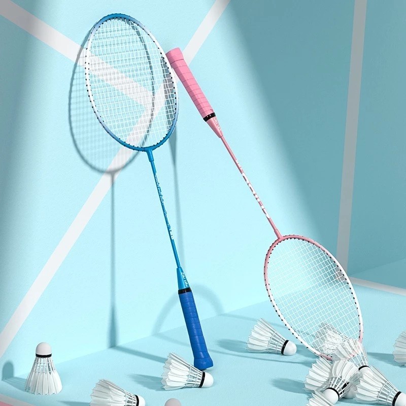 Set of 2 colorful badminton rackets made of beautiful iron alloy, badminton rackets for students