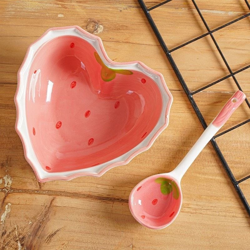Heart Shaped Porcelain Bowl, High Quality Porcelain Bowl with Spoon, decoration, decor