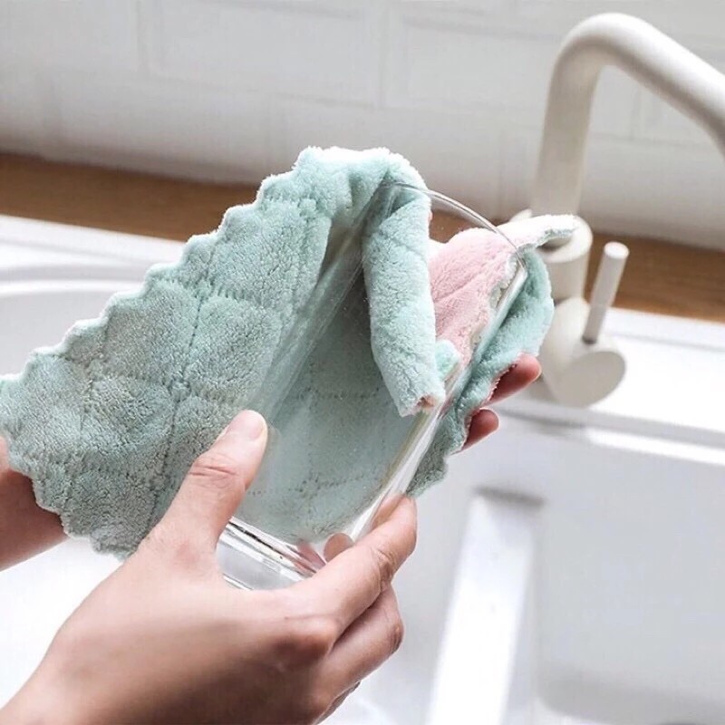 Multi-purpose kitchen, dish, cup, and bowl towel, absorbent, double-sided, grease-proof