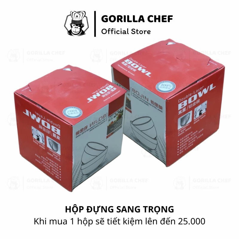 Gorilla Chef 2-layer insulated Korean-style stainless steel bowls and dishes - Genuine high-quality stainless steel products in all sizes