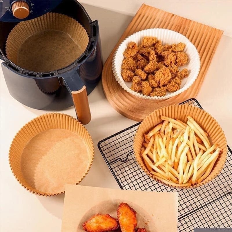 Set of 50 Oil-Free Fryer Liners - Minimizes Oil and Grease Sticking to the Fryer