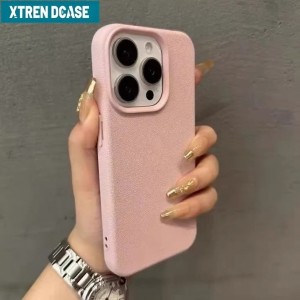 精美韩国 iPhone 手机壳 简约可爱粉色糖果皮革软硅胶手机壳 防震防尘 适用于 iPhone