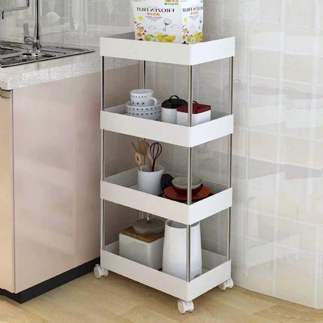 Choice TR1-20456-548 4-Tier Shelf has 4 360-degree rotating wheels for easy movement