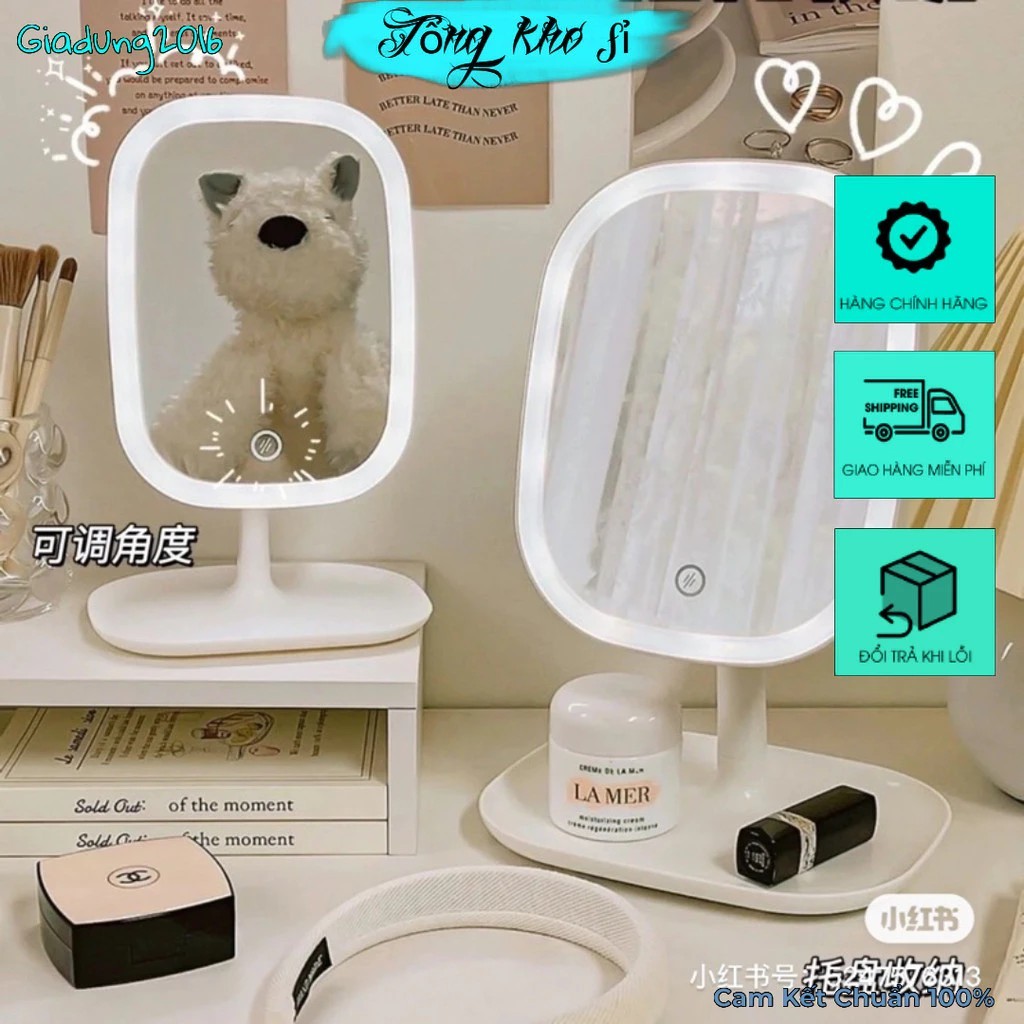 Makeup Table Mirror, Led Makeup Mirror, 3-Mode Touch LED Mirror with 1200Mah Rechargeable Battery - B52