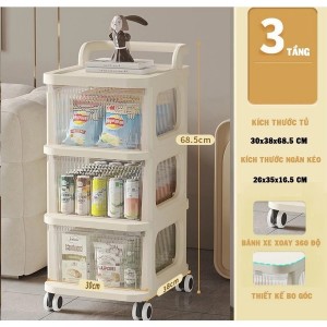[BIG SALE] 3-Tier Multi-Function Storage Rack With Wheels - Dustproof Storage Rack, Spa, Office, Diaper and Milk Storage Rack