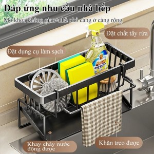 Dishwashing rack, dishcloth rack on the sink with tilting water tray Convenient