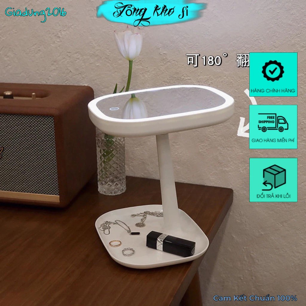 Makeup Table Mirror, Led Makeup Mirror, 3-Mode Touch LED Mirror with 1200Mah Rechargeable Battery - B52