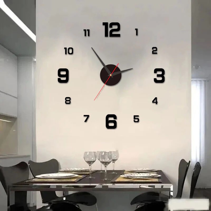 Creative Frameless DIY Wall Clock Wall Sticker Home Silent Clock Living Room Office Wall Decor