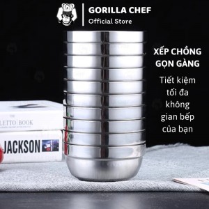 Tô chén bát inox kiểu Hàn Quốc 2 lớp cách nhiệt Gorilla Chef - Hàng chính hãng inox cao cấp đủ kích cỡ