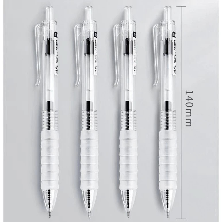 Retractable Gel Pen ST Transparent Notebook Ballpoint Pen Black Tip 0.5 mm Nib Replaceable Nib School Supplies