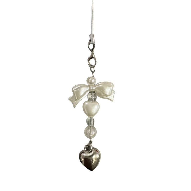 Korean Sweet Bow Heart Shaped Mobile Phone Charm Bag Charm