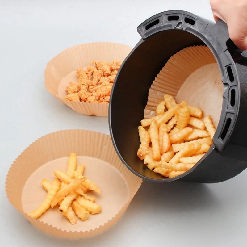 Set of 50 Oil-Free Fryer Liners - Minimizes Oil and Grease Sticking to the Fryer