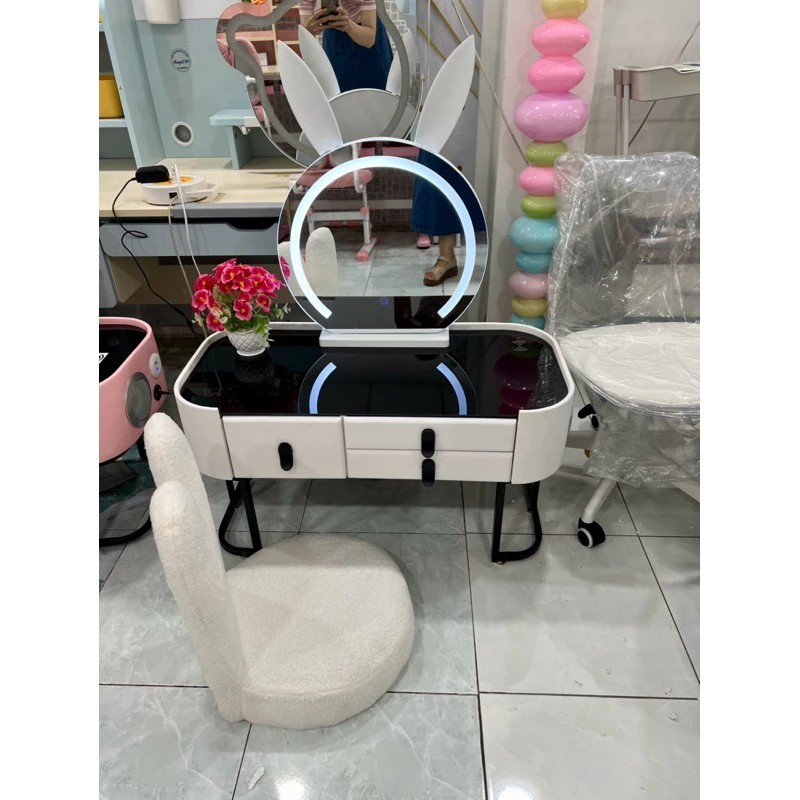 Smart flat dressing table with rabbit/bear chair, speaker, phone charger