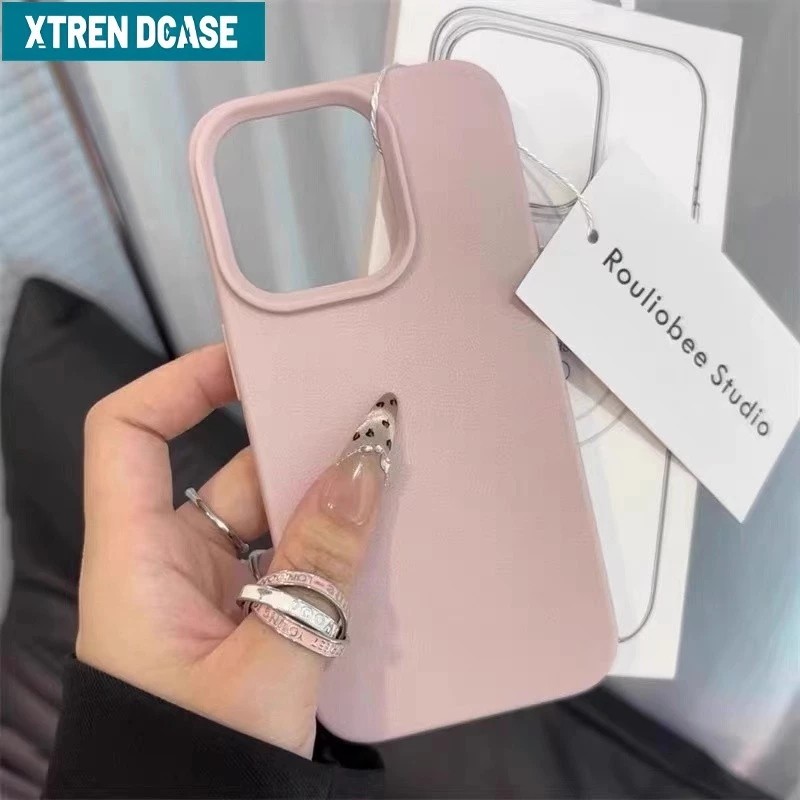 Beautiful Korean iPhone Case Simple Cute Pink Candy Leather Soft Black Silicone Phone Case Shockproof Dirtproof For iPhone
