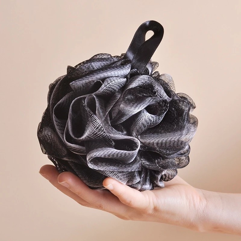 Royal Towel Bamboo Charcoal Foaming Sponge Round Black, Soft High Quality Mesh Material