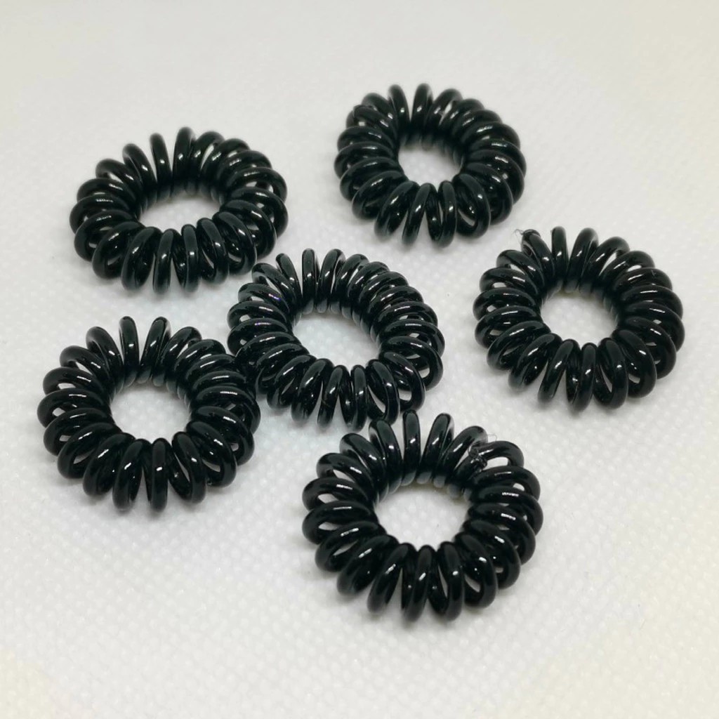 Transparent And Traceless Hair Telephone Cord Black Hair Rope Plastic Spring Rubber Ring Hair Accessories Japanese Ins Style V