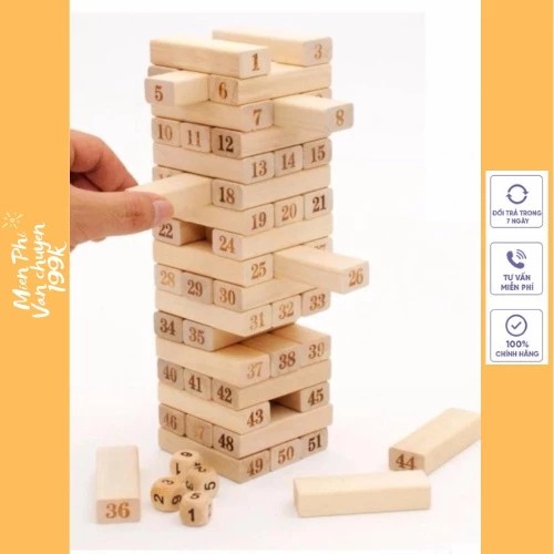 54-piece wooden block game, Wooden block toy set increases creativity and thinking ability for new babies 0079843