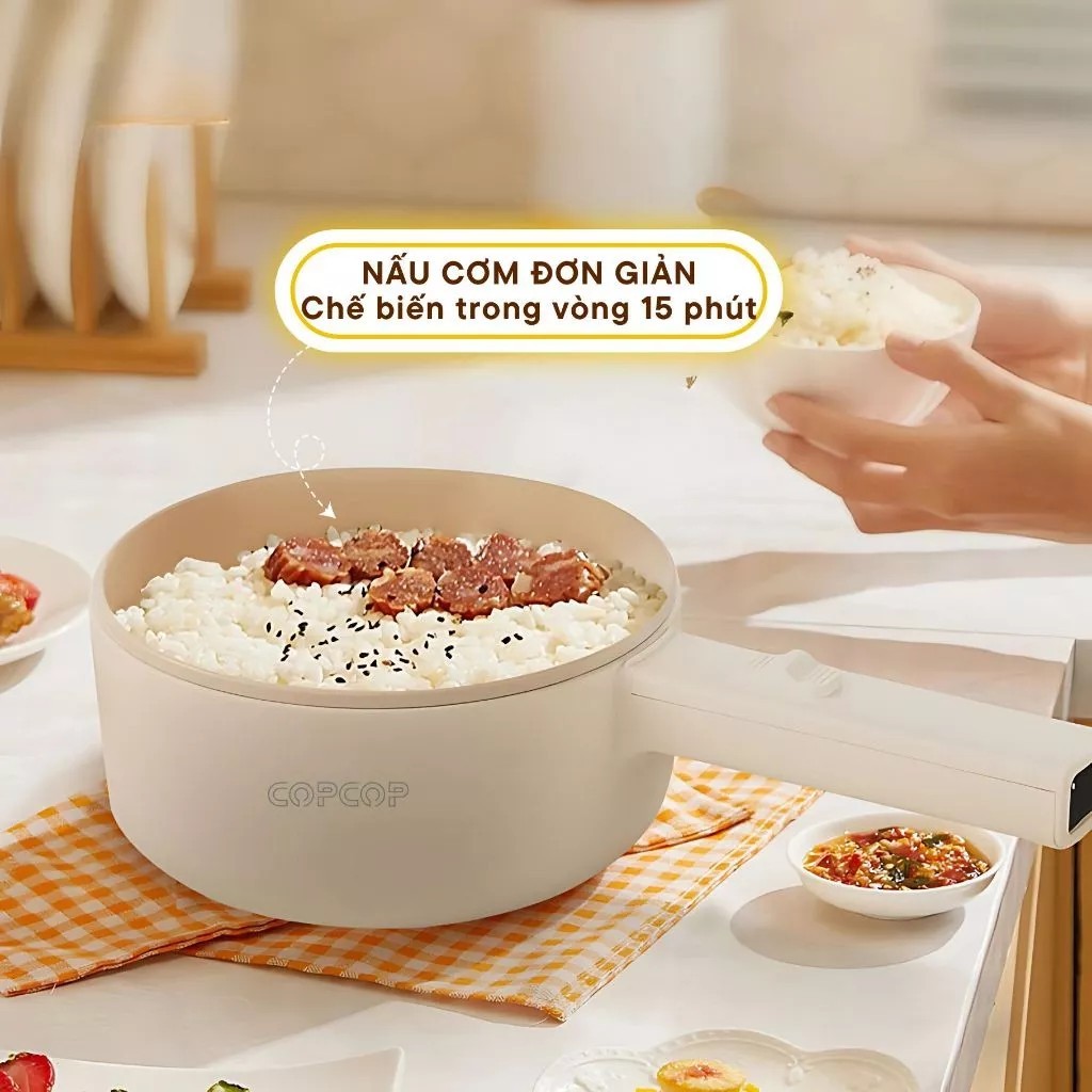 COPCOP multi-function electric hot pot with mini steamer tray, capacity 1.8L, non-stick, easy to clean