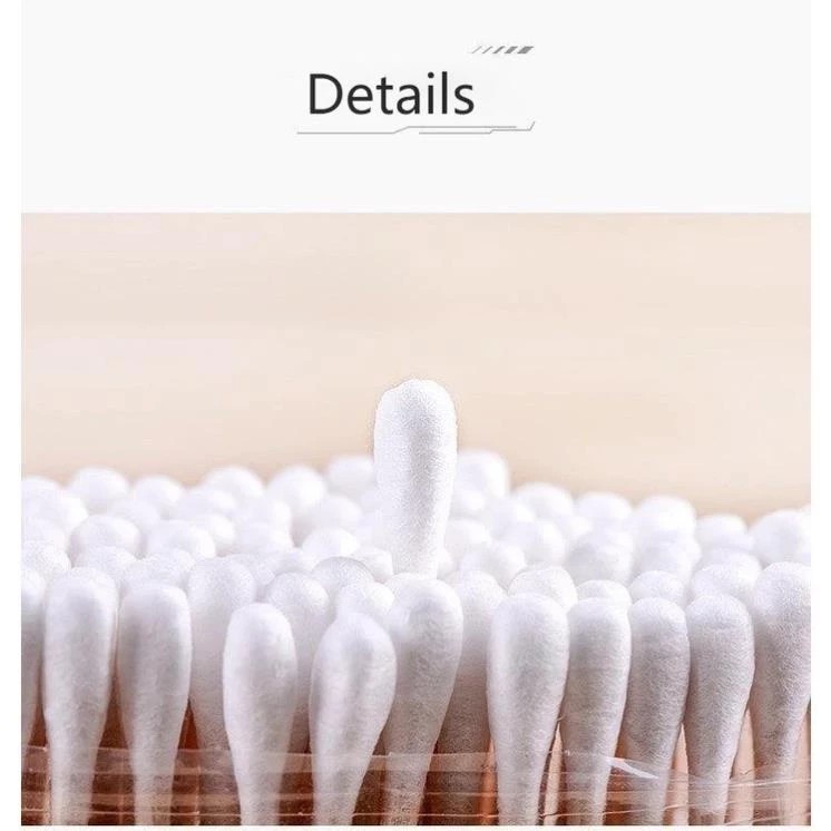 Bag of 100 Cotton Swabs for ear cleaning with Wooden Handle