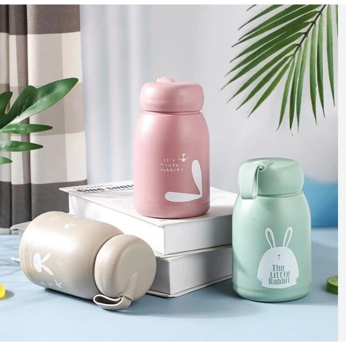 Rabbit shaped plastic coated glass bottle 300ml