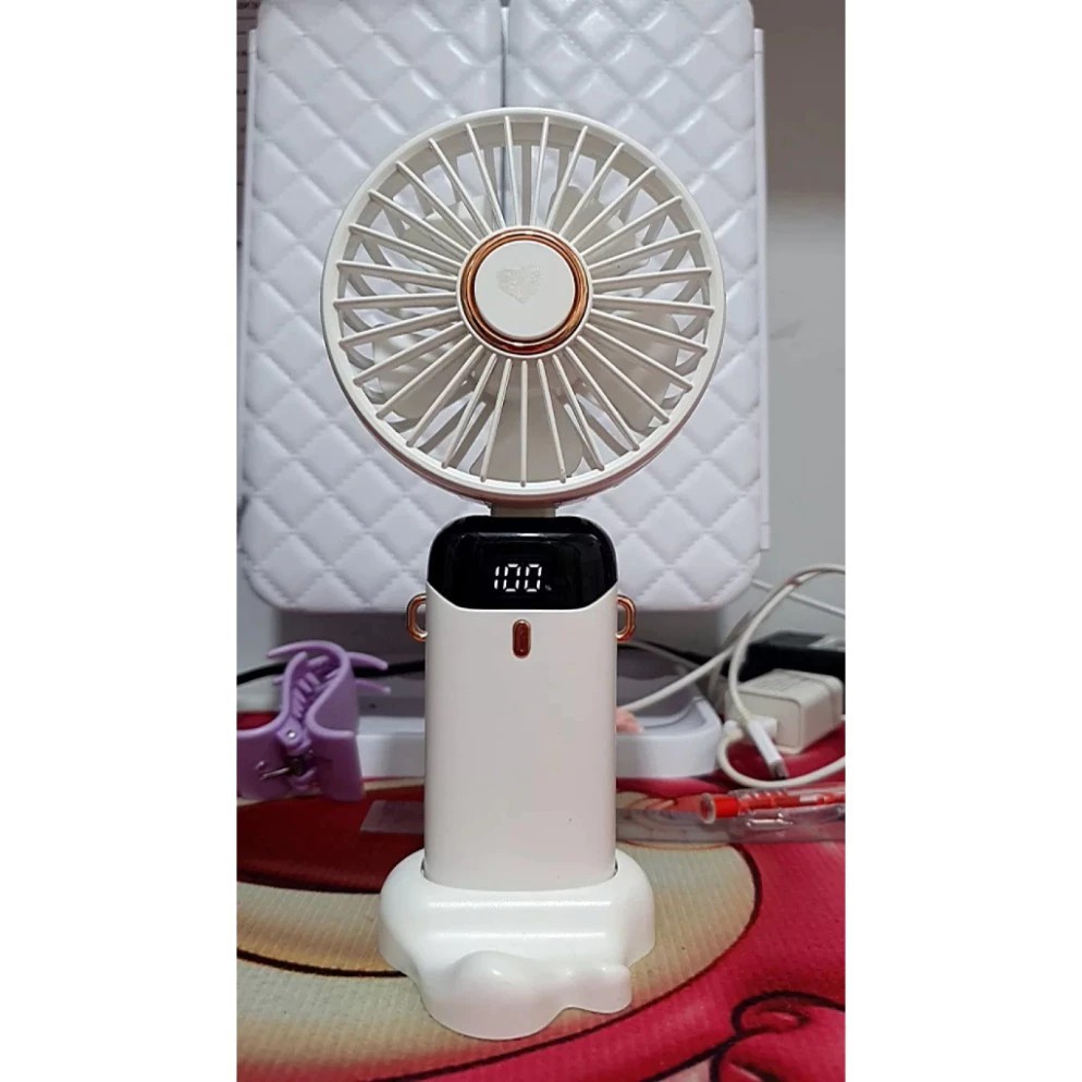 PTLUXURY Mini Handheld Fan with Rechargeable Battery, 10,000mAh, 5 Wind Speeds, Neck Strap, LED Display New Model
