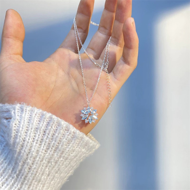 Fashion Jewelry Alloy Kim Rhinestone Snowflock Pendant Necklace Women