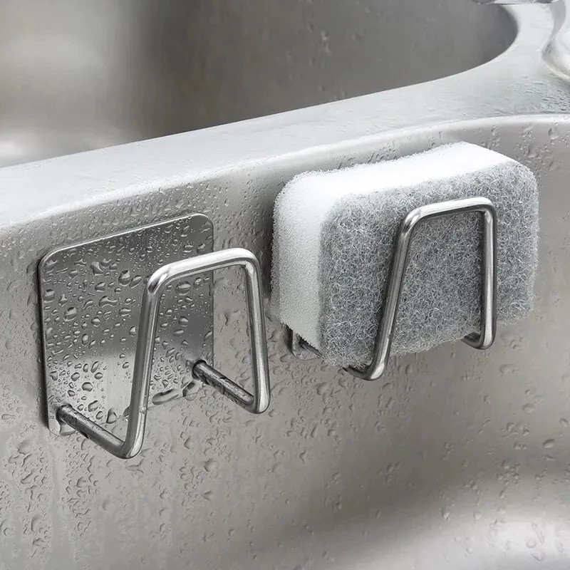 Stainless Steel Sink Sponge Rack For Sponge Steel Wire Ball Drain Wall Mounted Inside Of Sink Kitchen Utensils