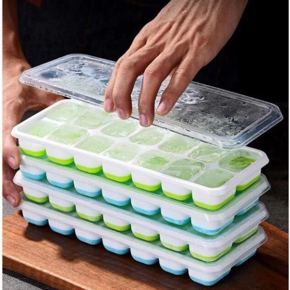 14-cube silicone ice tray with lid for making ice cream and fruit jelly, convenient and durable