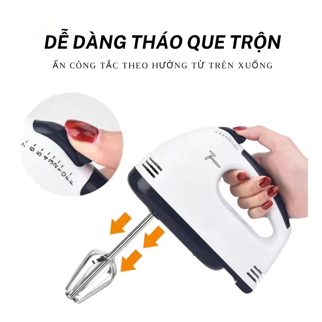7-Speed ​​Handheld Egg Beater - Multi-Function Mini Egg Beater - Powerful Copper Core Motor - 3-Month Warranty